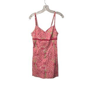 Lilly Pulitzer Pink Floral Spaghetti Strap Garden Party Dress Size 4